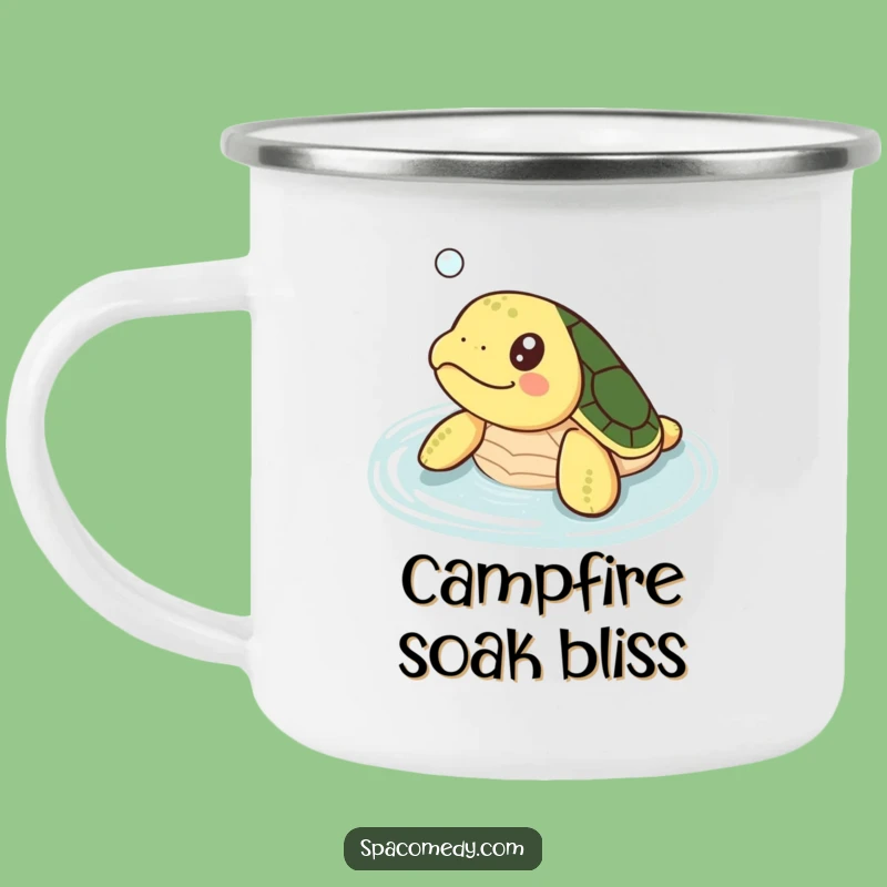 Funny Kawaii Turtle Camping Mug: Happy Soaking Turtle Adventure, Fun Funny Gift