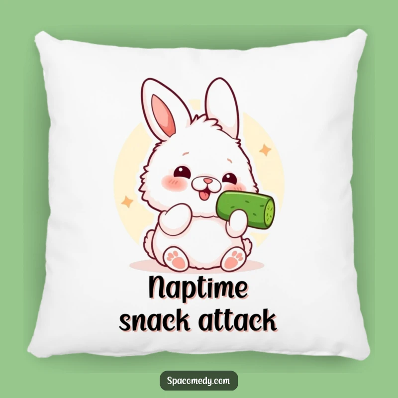 Funny Kawaii Bunny Pillow: Comical Cucumber Slice Accent, A Plush Funny Gift Decor
