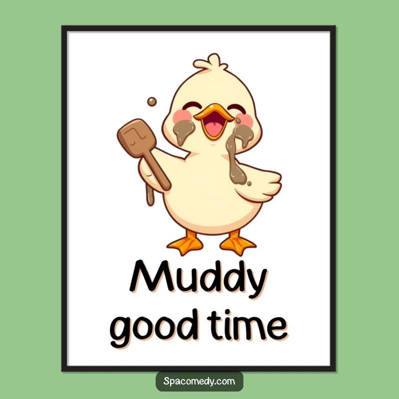 Funny Duck Mud Mask Digital Art: Spa Decor for Relaxing Spaces & Gifts
