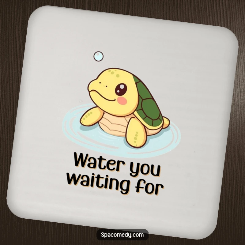 Funny Kawaii Turtle Coaster: A small turtle happily soaking in warm water, guarding your surface.