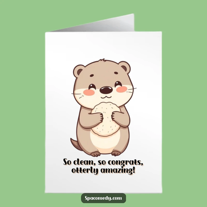 Free Printable Congrats Card: Otterly Clean Achievements, Humorous Downloadable Success!