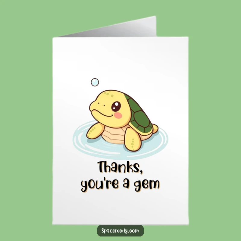 Happy Free Printable Thank You Card: Kawaii Turtle Bath Time, Downloadable Gift