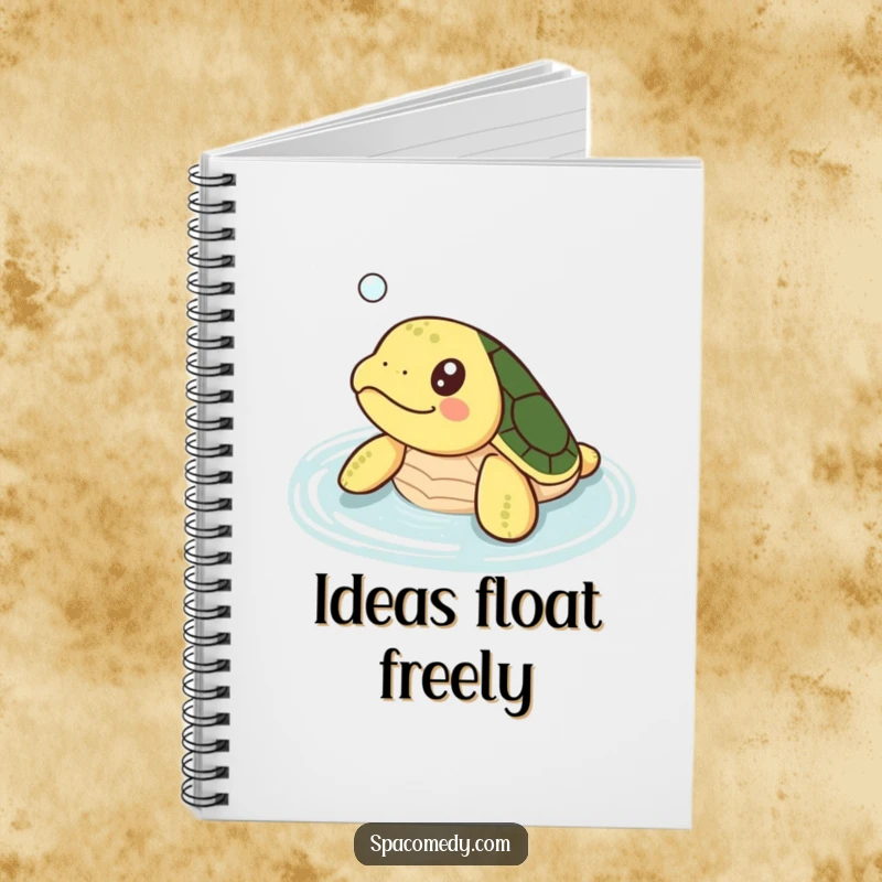 Funny Kawaii Turtle Notebook: A small turtle happily soaking in warm water, ready for your notes.