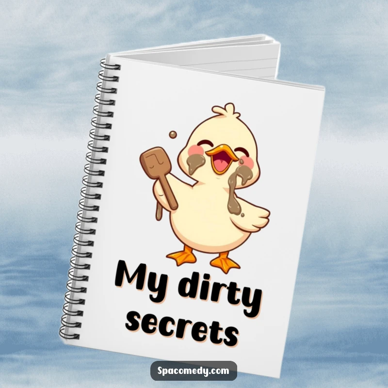 Funny Kawaii Duck Notebook with a cute duck enjoying a mud mask, perfect for journaling, planning spa days, and relaxation.