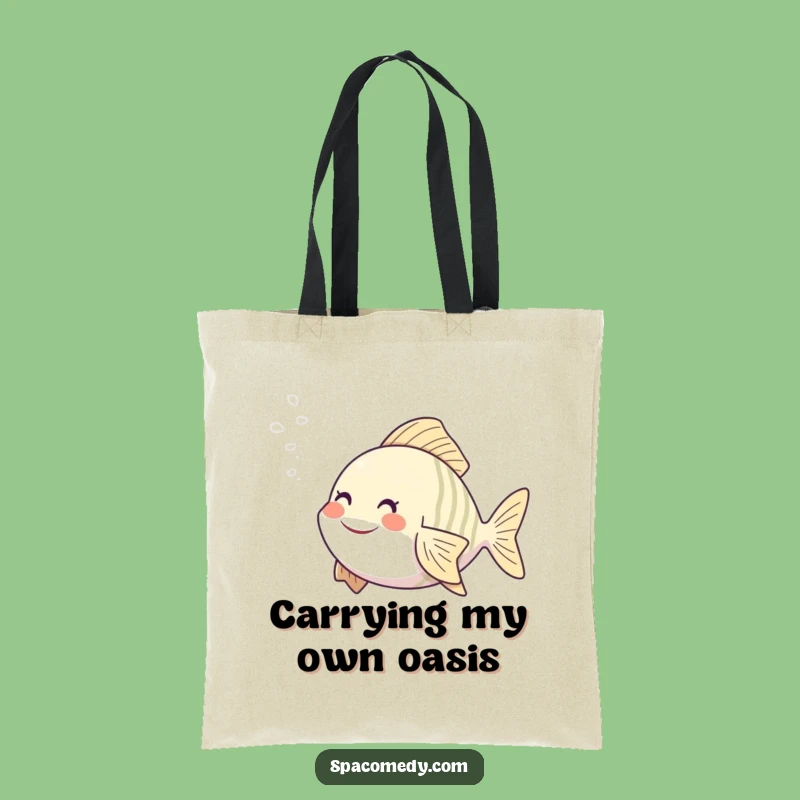 Funny Smiling Fish Tote Bag - Spa Steam Mist Character, Humorous Eco-Friendly Gift Accessory