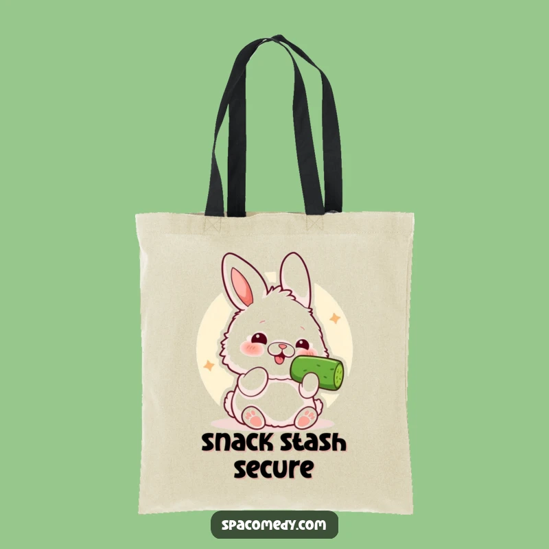 Funny Kawaii Bunny Tote Bag: Comical Cucumber Slice Design, A Whimsical Funny Gift